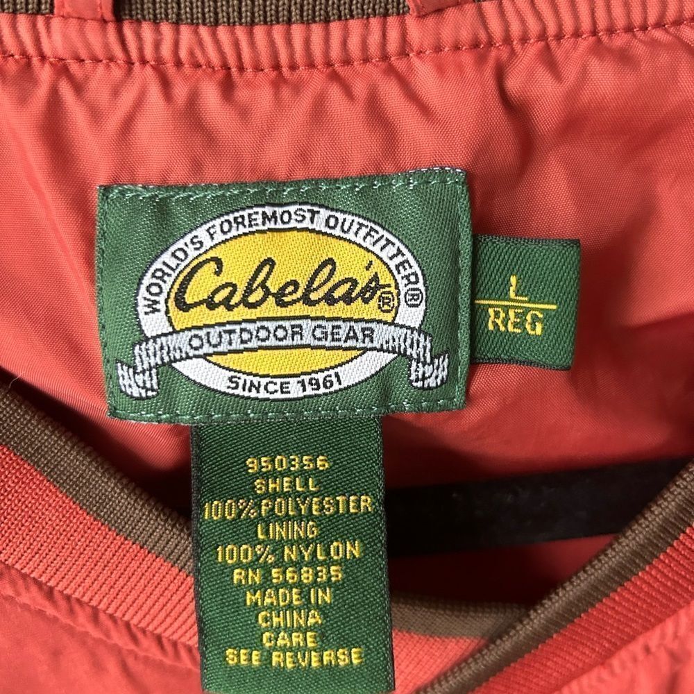 Cabela’s Men’s Rust Orange Outdoor V-neck Long Sleeve Pullover Shirt Size Large - Picture 5 of 7